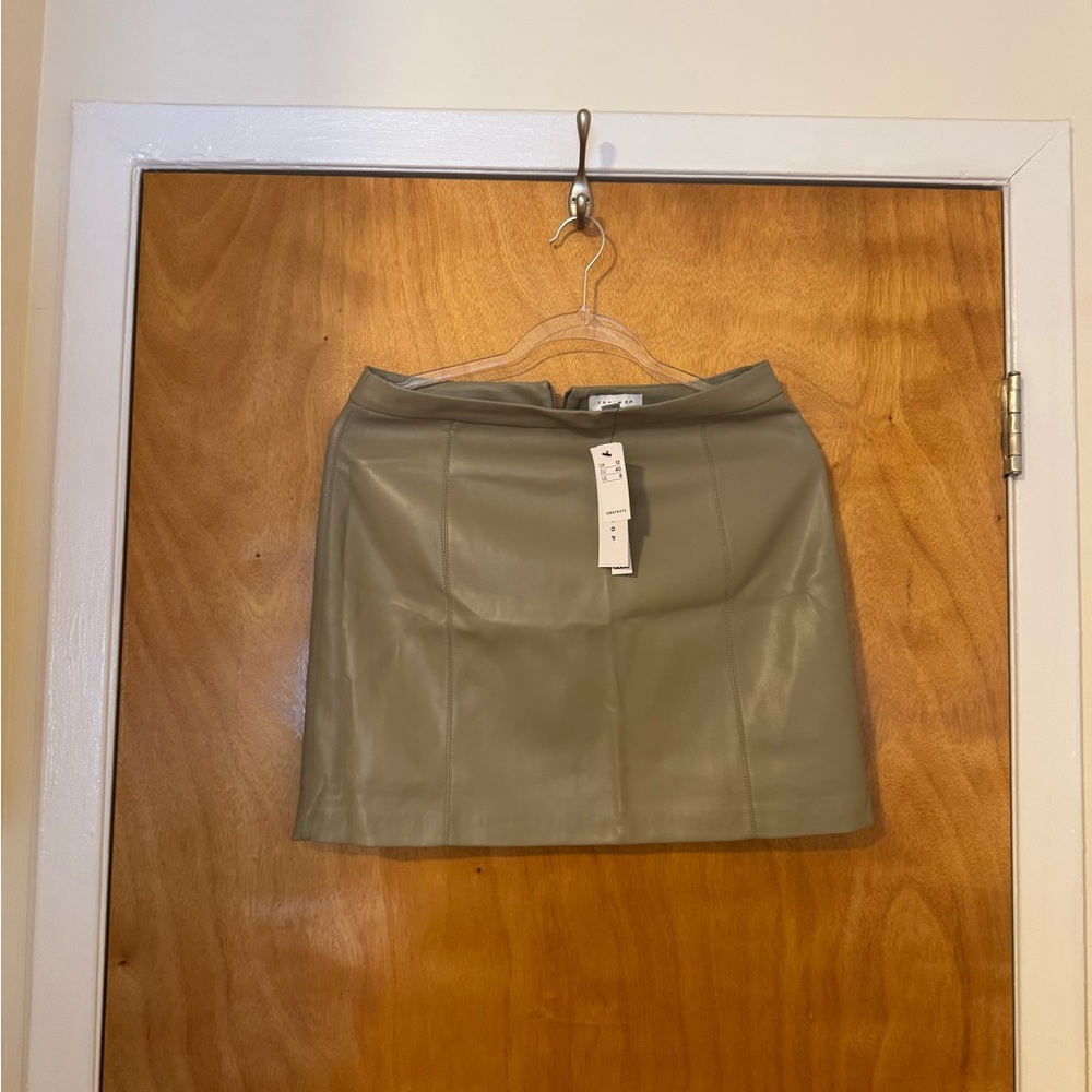 Topshop Vegan Leather Mini Skirt – Taupe | NWT | Size US 8